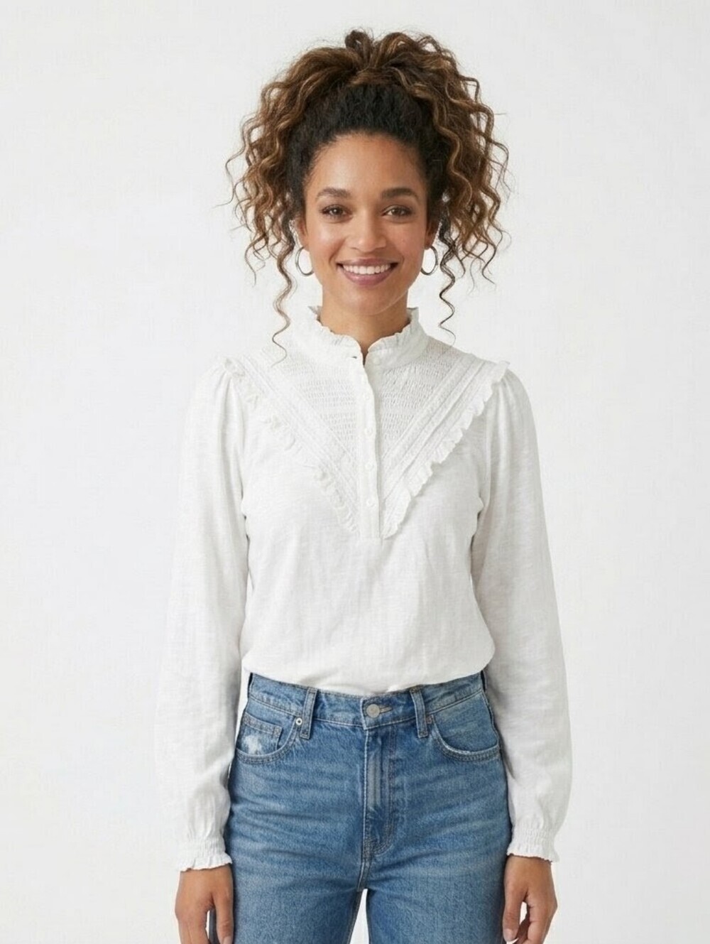 Pedro del Hierro White Ruffle Blouse - 6